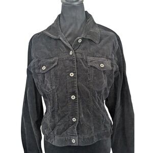 Ellemenno Boho Black Corduroy Trucker Jacket Cropped L